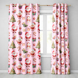 Cute Santa Claus Mrs Claus Snowman Gift Candy on Pink Background Seamless  Readymade Eyelet Ring Top Thermal 100% Blackout Curtains