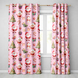 Cute Santa Claus Mrs Claus Snowman Gift Candy on Pink Background Seamless  Readymade Eyelet Ring Top Thermal 100% Blackout Curtains