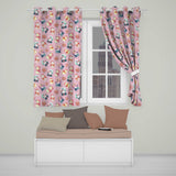 Cute Snowman Snow Globe Poinsettia Christmas on Mauve Pink Background Seamless  Readymade Eyelet Ring Top Thermal 100% Blackout Curtains