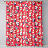 Cute Snowman Snow Globe Poinsettia Winter Christmas on Red Background Seamless  Readymade Eyelet Ring Top Thermal 100% Blackout Curtains