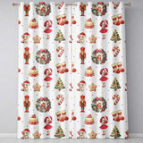 Cute Nutcracker  Wreath Cake Girl Christmas Tree on Cream Background Seamless  Readymade Eyelet Ring Top Thermal 100% Blackout Curtains
