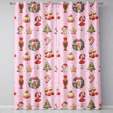 Nutcracker  Wreath Cake Girl Christmas Tree on Soft Pink Background Seamless  Readymade Eyelet Ring Top Thermal 100% Blackout Curtains