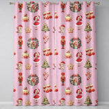 Nutcracker  Wreath Cake Girl on Pink Background with Polka Dots Seamless  Readymade Eyelet Ring Top Thermal 100% Blackout Curtains