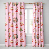 Nutcracker  Wreath Cake Girl on Pink Background with Polka Dots Seamless  Readymade Eyelet Ring Top Thermal 100% Blackout Curtains