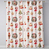 Nutcracker  Wreath Cake Girl Christmas Tree on Beige Stripe Background Seamless  Readymade Eyelet Ring Top Thermal 100% Blackout Curtains