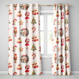 Nutcracker  Wreath Cake Girl Christmas Tree on Beige Stripe Background Seamless  Readymade Eyelet Ring Top Thermal 100% Blackout Curtains