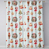 Nutcracker  Wreath Cake Girl Christmas Tree on Green Stripe Background Seamless  Readymade Eyelet Ring Top Thermal 100% Blackout Curtains