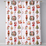 Nutcracker  Wreath Cake Girl Christmas Tree on Pink Stripe Background Seamless  Readymade Eyelet Ring Top Thermal 100% Blackout Curtains