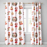 Nutcracker  Wreath Cake Girl Christmas Tree on Pink Stripe Background Seamless  Readymade Eyelet Ring Top Thermal 100% Blackout Curtains