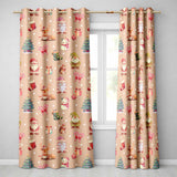 Christmas Gnome Reindeer Snowman Gift  on Peach Snow Dot Background Seamless  Readymade Eyelet Ring Top Thermal 100% Blackout Curtains