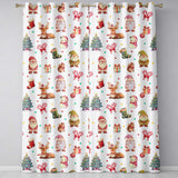 Christmas Gnome Reindeer Snowman Gift  on Cream Polka Dot Background Seamless  Readymade Eyelet Ring Top Thermal 100% Blackout Curtains