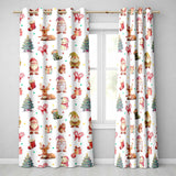 Christmas Gnome Reindeer Snowman Gift  on Cream Polka Dot Background Seamless  Readymade Eyelet Ring Top Thermal 100% Blackout Curtains