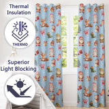 Christmas Gnome Reindeer Snowman Gift  on Blue Snow Dot Background Seamless  Readymade Eyelet Ring Top Thermal 100% Blackout Curtains