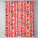 Christmas Gnome Reindeer Snowman Gift  on Red Snow Dot Background Seamless  Readymade Eyelet Ring Top Thermal 100% Blackout Curtains