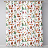 Christmas Reindeer Squirrel Gift Festive Elements on Cream Background Seamless  Readymade Eyelet Ring Top Thermal 100% Blackout Curtains