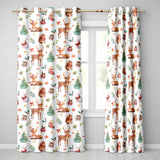 Christmas Reindeer Squirrel Gift Festive Elements on Cream Background Seamless  Readymade Eyelet Ring Top Thermal 100% Blackout Curtains