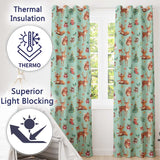 Christmas Reindeer Squirrel Gift Festive Elements on Teal Background Seamless  Readymade Eyelet Ring Top Thermal 100% Blackout Curtains