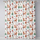 Christmas Reindeer Squirrel  Gift Festive Elements White Background Seamless  Readymade Eyelet Ring Top Thermal 100% Blackout Curtains