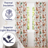 Christmas Reindeer Squirrel  Gift Festive Elements White Background Seamless  Readymade Eyelet Ring Top Thermal 100% Blackout Curtains