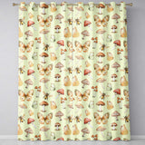 Vintage Butterfly Bees Mushrooms  Illustration Sage Green Background Seamless  Readymade Eyelet Ring Top Thermal 100% Blackout Curtains
