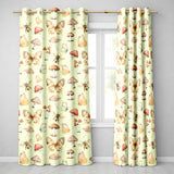 Vintage Butterfly Bees Mushrooms  Illustration Sage Green Background Seamless  Readymade Eyelet Ring Top Thermal 100% Blackout Curtains