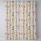 Vintage Butterfly Bees Mushrooms  Illustration Soft Grey Background Seamless  Readymade Eyelet Ring Top Thermal 100% Blackout Curtains