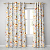 Vintage Butterfly Bees Mushrooms  Illustration Soft Grey Background Seamless  Readymade Eyelet Ring Top Thermal 100% Blackout Curtains