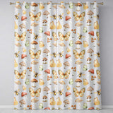 Vintage Butterfly Bees Mushrooms  Illustration Soft Background Seamless  Readymade Eyelet Ring Top Thermal 100% Blackout Curtains