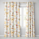 Vintage Butterfly Bees Mushrooms  Illustration Soft Background Seamless  Readymade Eyelet Ring Top Thermal 100% Blackout Curtains