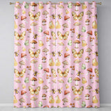 Vintage Butterfly Bees Mushrooms  Illustration Soft Pink Background Seamless  Readymade Eyelet Ring Top Thermal 100% Blackout Curtains