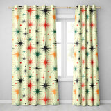 Abstract Atomic Starburst Mid Century Modern Seamless Pattern  Readymade Eyelet Ring Top Thermal 100% Blackout Curtains