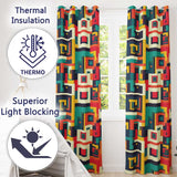 Abstract Colorful Geometric Blocks Modern Art Seamless Pattern  Readymade Eyelet Ring Top Thermal 100% Blackout Curtains