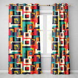 Abstract Colorful Geometric Blocks Modern Art Seamless Pattern  Readymade Eyelet Ring Top Thermal 100% Blackout Curtains