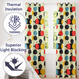 Abstract Bold Circle Shapes Mid Century Modern Seamless Pattern  Readymade Eyelet Ring Top Thermal 100% Blackout Curtains