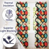 Abstract Geometric Shapes Colorful Modern  Seamless Pattern  Readymade Eyelet Ring Top Thermal 100% Blackout Curtains