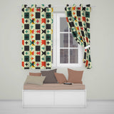 Abstract  Starburst Shapes Vintage Texture Seamless Pattern  Readymade Eyelet Ring Top Thermal 100% Blackout Curtains