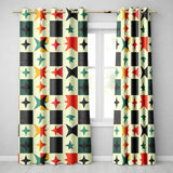 Abstract  Starburst Shapes Vintage Texture Seamless Pattern  Readymade Eyelet Ring Top Thermal 100% Blackout Curtains