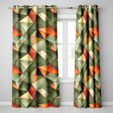 Abstract Faceted Polygon Earth Tone Seamless Pattern  Readymade Eyelet Ring Top Thermal 100% Blackout Curtains