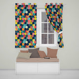 Abstract Colorful Hexagon Tile Geometric Seamless Pattern  Readymade Eyelet Ring Top Thermal 100% Blackout Curtains