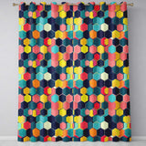 Abstract Colorful Hexagon Tile Geometric Seamless Pattern  Readymade Eyelet Ring Top Thermal 100% Blackout Curtains
