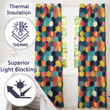 Abstract Colorful Hexagon Tile Geometric Seamless Pattern  Readymade Eyelet Ring Top Thermal 100% Blackout Curtains