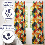 Abstract Geometric Diamond Shapes  Color Seamless Pattern  Readymade Eyelet Ring Top Thermal 100% Blackout Curtains