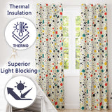 Abstract Modern Bauhaus Style Lines Dots Seamless Pattern  Readymade Eyelet Ring Top Thermal 100% Blackout Curtains