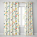 Abstract Modern Bauhaus Style Lines Dots Seamless Pattern  Readymade Eyelet Ring Top Thermal 100% Blackout Curtains