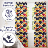 Abstract Geometric Fan Shapes Overlap Seamless Pattern  Readymade Eyelet Ring Top Thermal 100% Blackout Curtains