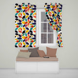 Abstract Colorful Minimal Leaf Shapes Modern Seamless Pattern  Readymade Eyelet Ring Top Thermal 100% Blackout Curtains