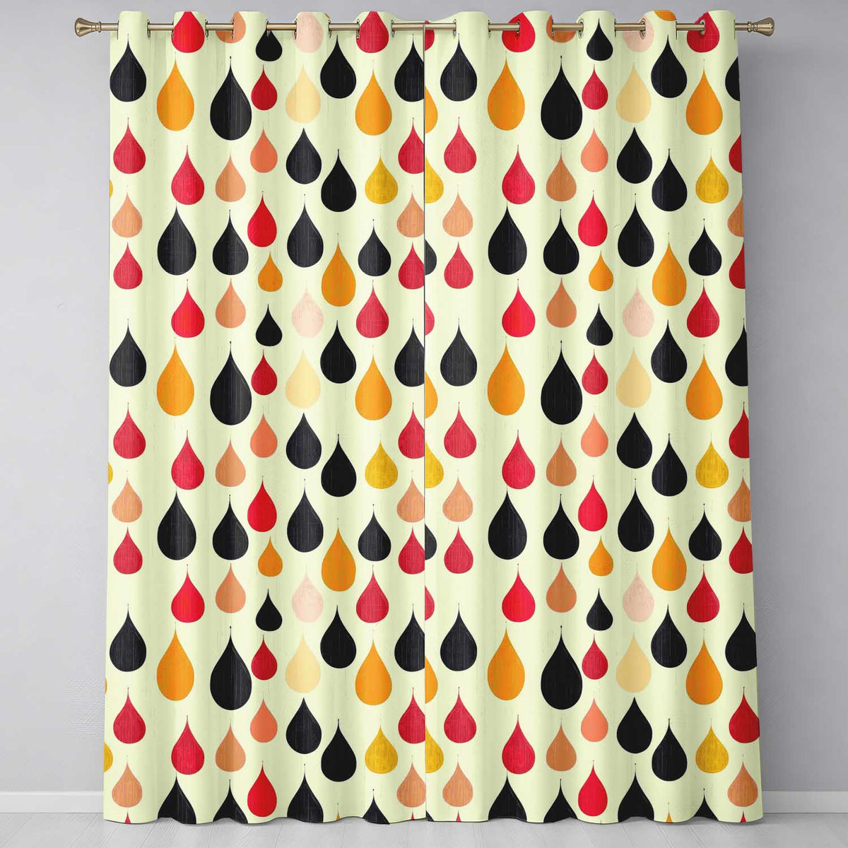 Abstract Hanging Teardrop Motif  Minimal Seamless Pattern  Readymade Eyelet Ring Top Thermal 100% Blackout Curtains