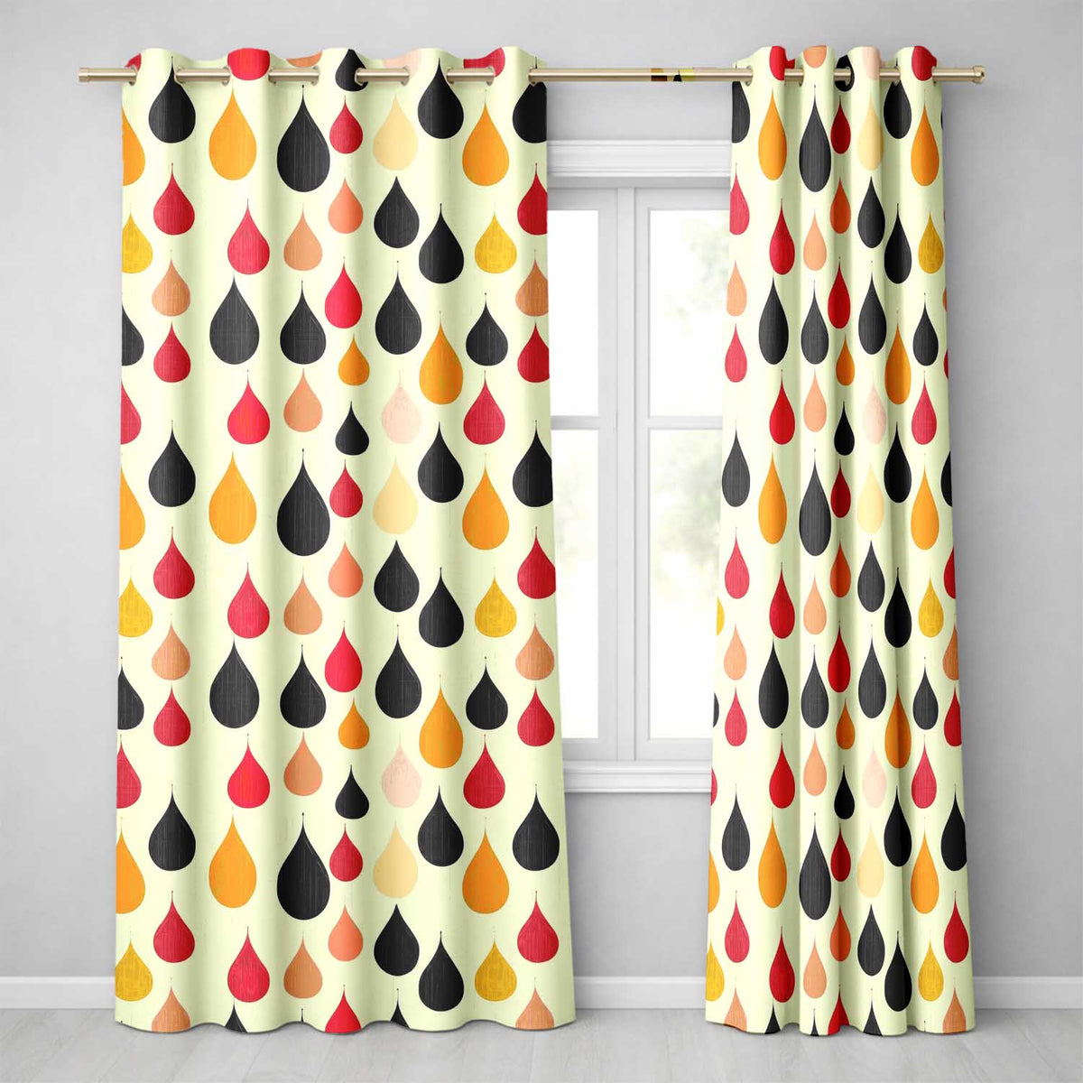 Abstract Hanging Teardrop Motif  Minimal Seamless Pattern  Readymade Eyelet Ring Top Thermal 100% Blackout Curtains