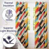 Abstract Bold Layered Stripe Shapes Modern Art Seamless Pattern  Readymade Eyelet Ring Top Thermal 100% Blackout Curtains