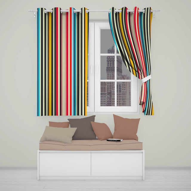 Abstract Wavy Vertical Color Lines  Seamless Pattern  Readymade Eyelet Ring Top Thermal 100% Blackout Curtains